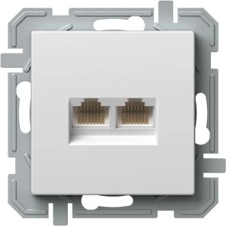 Vtičnica CAT6S LOGIQ KS dvojna 2x RJ45 8/8 SLIM PW XO, KQ41PWXO-U