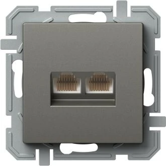 Vtičnica CAT6S LOGIQ KS dvojna 2x RJ45 8/8 SLIM TI XO, KQ41TIXO-U