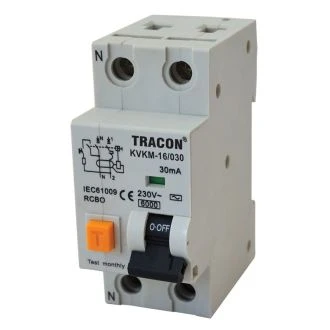 Kombinirano zaščitno stikalo, 2P, 2 modula, C karakteris. 16A, 100 mA, 6kA, AC, KVKM-16/100
