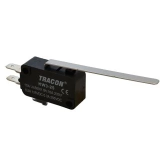 Pozicijsko stikalo, mikro, z vzmetno palico 10(3)A / 250V AC, 52mm, 4,8x0,8 mm, IP00, KW3-25