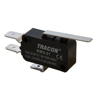 Pozicijsko stikalo, mikro, z vzmetno palico 10(3)A / 250V AC, 28mm, 6,3x0,8 mm, IP00, KW3-31
