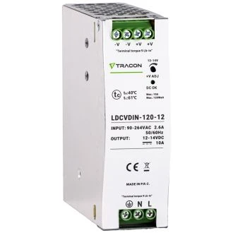 LED gonilnik/napajalnik, nastavljiv DC izhod, montaža na DIN 90-264VAC, 2,6A/DC12V, 10A/120W, LDCVDIN-120-12