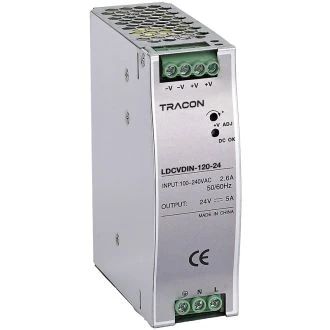 LED gonilnik/napajalnik, nastavljiv DC izhod, montaža na DIN 100-240VAC, 2,6A/DC24V, 5A/120W, LDCVDIN-120-24