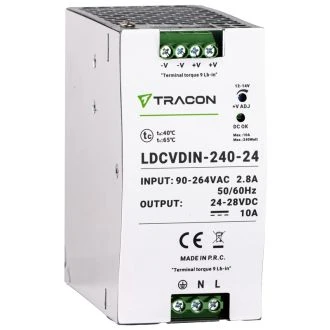 LED gonilnik/napajalnik, nastavljiv DC izhod, montaža na DIN 90-264VAC, 2,8A/DC24V, 10A/240W, LDCVDIN-240-24