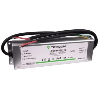 Zaščiteni LED gonilnik/napajalnik-kovinsko ohišje 90-264VAC/12VDC, 200W, 0-16,5A, IP67, LDCVIP-200-12