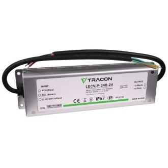 Zaščiteni LED gonilnik/napajalnik-kovinsko ohišje 100-240VAC/24VDC, 240W, 0-10A, IP67, LDCVIP-240-24