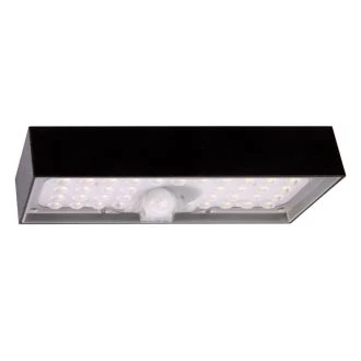 Stenska LED svetilka, solarna+ senzor gibanja, črna 6W, 4000K, 900 lm, IP65, 3,7 V, 3Ah, LSBB6W