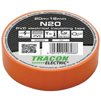PVC izolirni trak 20m x 18mm oranžen, 10 kos, N20