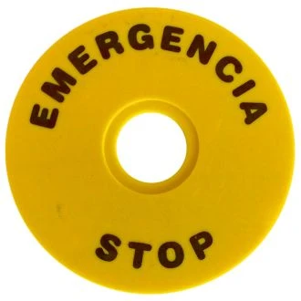 Oznaka z napisom EMERGENCY STOP d=90mm; ABS, NYG3-ES90
