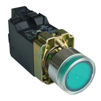 Svetilna tipka, zelena, s transformatorjem, glim, 1×NO, 3A/230V AC, 6V, IP42, NYGBW3341Z