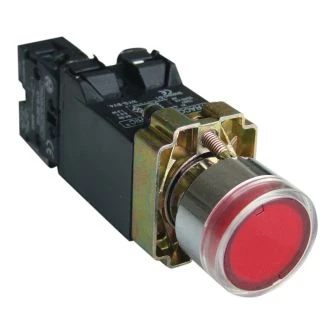 Svetilna tipka, rdeča, s transformatorjem, glim, 1×NC, 3A/230V AC, 6V, IP42, NYGBW3441P