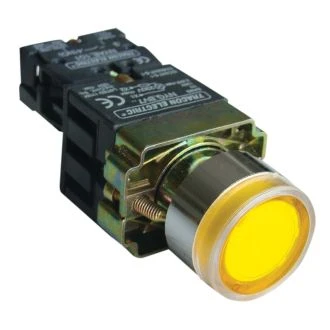 Svetilna tipka, rumena, z dušilko, glim, 1×NO, 3A/230V AC, 130V, IP42, NYGBW3571S