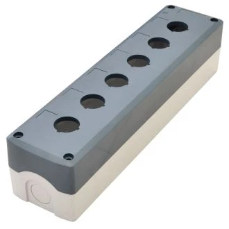 Sestavljeno ohišje za 6 tipk, sivo d=22,5, IP65, 2×PG-13,5, NYGD-6GR
