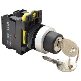 Stikalo s ključem, levo-desno OFF, tro-pozicijsko, povratna vzmet 1×NO+1×NC, 5A/230V AC-15, IP65, NYK3-K34