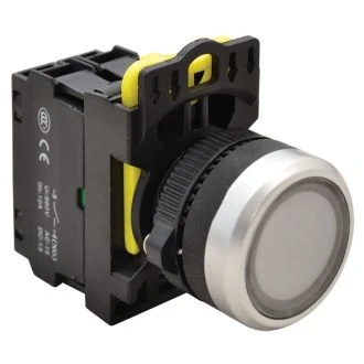 Svetleče pritisno stikalo, belo 1×NO, 5A/230V AC-15, IP65, LED 230V AC/DC, NYK3-LW