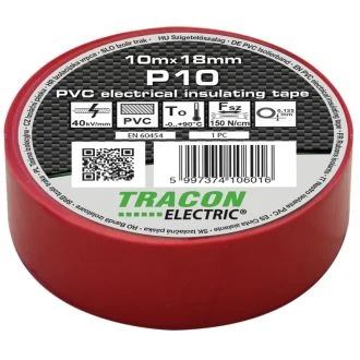 PVC izolirni trak 10m x 18mm rdeč, 10 kos, P10
