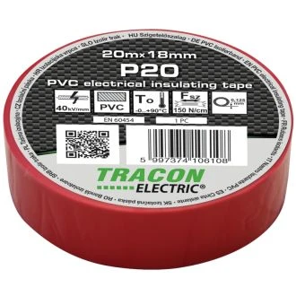 PVC izolirni trak 20m x 18mm rdeč, 10 kos, P20