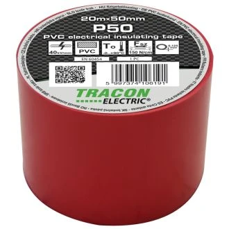 PVC izolirni trak 20m x 50mm rdeč, P50