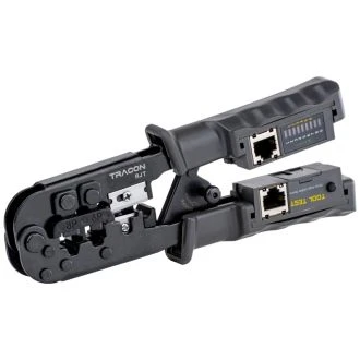 Klešče za rezanje odstranjevanje izolacije ter stiskanje komunikacijskih priključkov + tester RJ45, RJ11, RJ12, RJT
