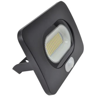 SMD LED reflektor s senzorjem gibanja, črn 220-240V AC, 50W, 4000K, IP65, 3750lm, EEI=G, 110°, 3-10m, RSMDLM50