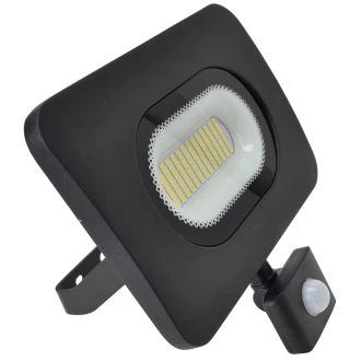 SMD LED reflektor s senzorjem gibanja, črn 220-240V, 50W, 4000K, IP65, 3750lm, EEI=G, 120°, 10s-7min, 3-10m, RSMDLM50H