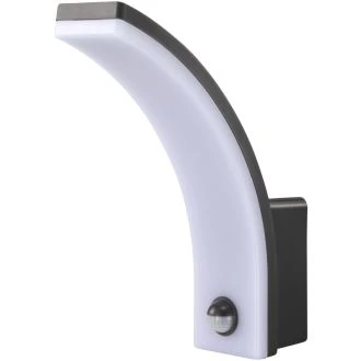 Stenska LED svetilka s senzorjem gibanja, ukrivljena, antrac 230VAC, 20W, 140°, 2-9m,10s-15m, 4500K , IP65, 2300lm, EEI=E, SLIBA20W