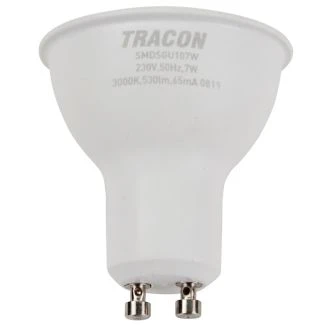 SMD LED spot žarnica s čipom SAMSUNG 230V, 50Hz, GU10, 7W, 530lm, 3000K, 120°, EEI=F, SMDSGU107W