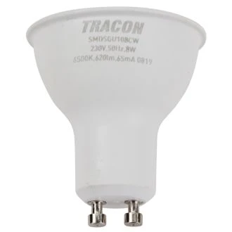 SMD LED spot žarnica s čipom SAMSUNG 230V, 50Hz, GU10, 8W, 620lm, 6500K, 120°, EEI=F, SMDSGU108CW
