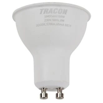 SMD LED spot žarnica s čipom SAMSUNG 230V, 50Hz, GU10, 8W, 570lm, 3000K, 120°, EEI=F, SMDSGU108W