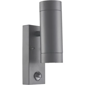 Stensko zunanje spot svetilno telo, senzor gibanja, antracit 100-240VAC, 50Hz, 2xGU10, max 35W, 10s-4min, max 8m, 3-2000lx, IP44, SPGU10IPFS2A