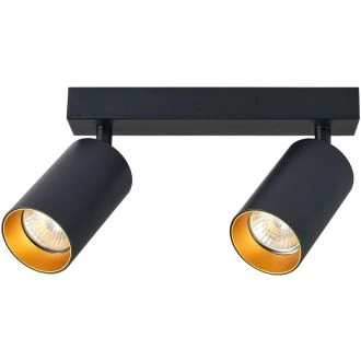 Stropno nastavljivo spot svetilno telo, črno, zlati reflektor 100-240VAC, 50Hz, 2xGU10, max.2x35W, SPGU10MA2GB