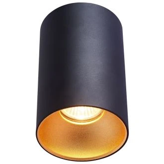 Stropno spot svetilno telo, oblika valja, črno, zlati reflektor 100-240VAC, 50Hz, 1xGU10, max.35W, SPGU10MGB