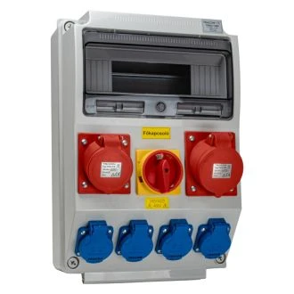 Priključna omarica/vtično gnezdo-BREZ ZAŠČITE in OŽIČENJA+gl Out:4×SCHUKO+1×16A(3P+N+E)+1×32A(3P+N+E), TDB03-12MK