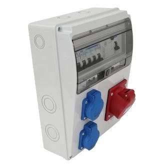 Priključna omarica z zaščito Prot.: RCCB, MCB, Out: 2×SCHUKO+1×16A(3P+N+E), TDB04-11MV