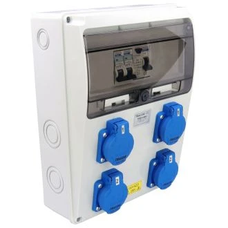 Priključna omarica Z ZAŠČITO in OŽIČENJEM-takoj za uporabo Prot.:RCCB,MCB,Out:4×SCHUKO, TDB16-6MV