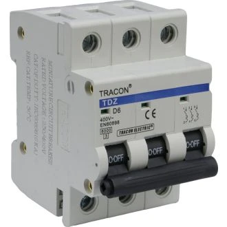 Instalacijski odklopnik - avtomatska varovalka D-3P-6 A, 6 kA, TDZ-3D-6