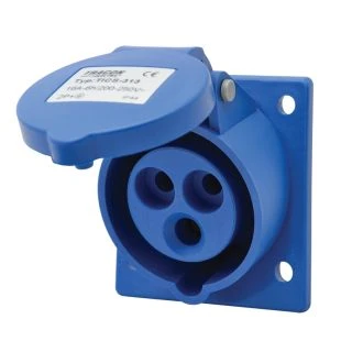 Vgradna kotna industrijska vtičnica 16A, 250V, 2P+E, IP44, TICS-313