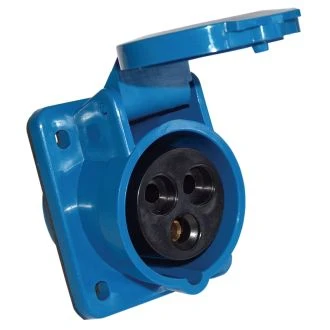 Vgradna kotna industrijska vtičnica 32A, 250V, 2P+E, IP44, TICS-323