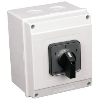 Grebenasto stikalo z ohišjem, (1-0-2) 400V, 20A, 2×4P, 5,5kW, 48×48mm, 60°, IP65, TKV-206/4T65