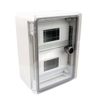 Plastična razdelilna omara z masko, prozorna vrata 1×8mod, L×W×H=280×210×130mm, IP65, IK08, 1000V AC/DC, TME282113MT
