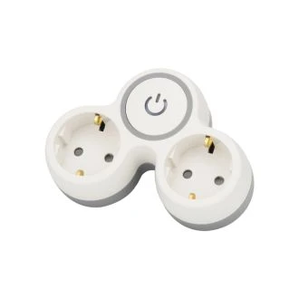 Večnamenski razdelilnik za vtičnico, s stikalom, sivo/bel 2×SCHUKO, max.16A, 230VAC, 3680W, PP, TND2-K