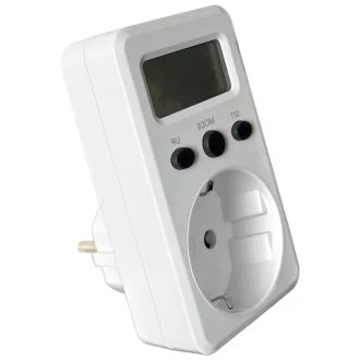 Števec el. energije, LCD, za vtičnico 230 V, 50 Hz, 16 A, 3680 W, V, kWh, cost, TVOD01