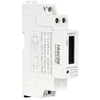Enotarifni neposredni števec el. energije, 1F, LCD, 1M 230VAC / 5(40)A, TVOF11