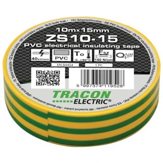 PVC izolirni trak 10m x 15mm rumeno/zelen, 10 kos, ZS10-15